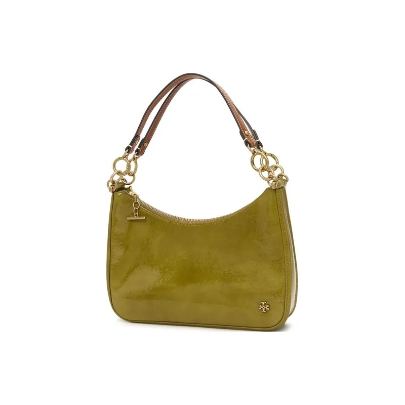 TORY BURCH Leather, Patent Leather New Moon Shoulder Bag Medium Size Women's Sweet Yellow Pear-3