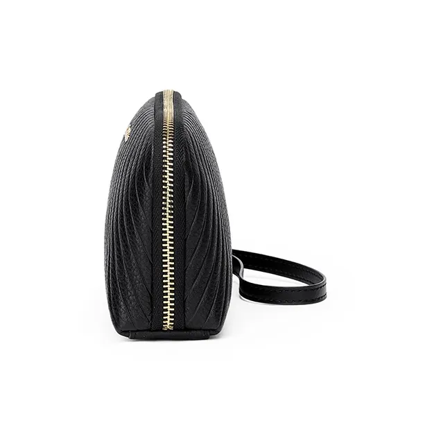 MashaLanti Cow Leather Top Grain Cow Leather Makeup Bag Clutch Handbag Regular Women's Black-2