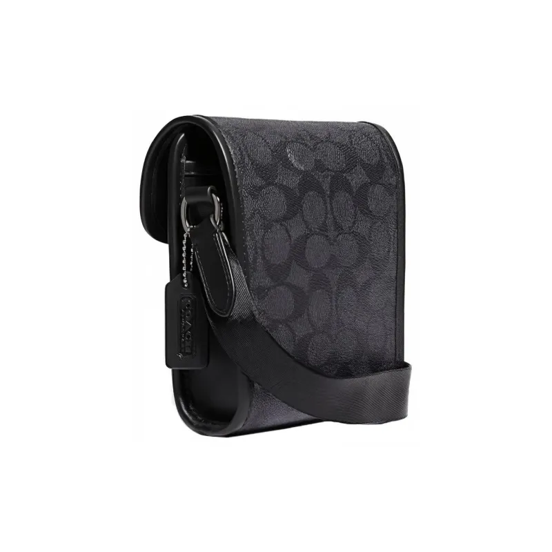 COACH Charter Calfskin Shoulder Bag, Crossbody Bag Trumpets Men's Charcoal Black-1