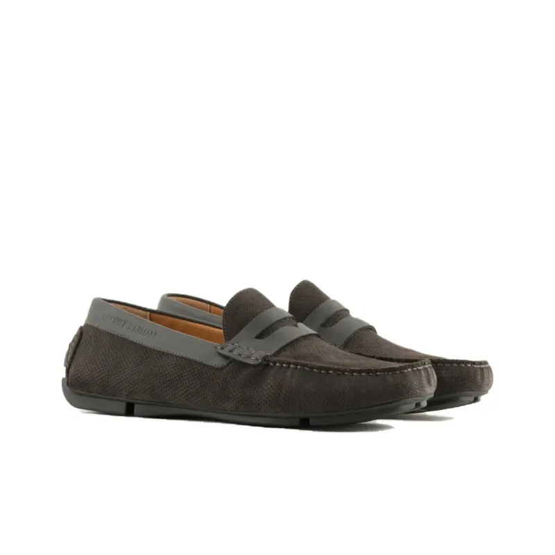 EMPORIO ARMANI Monogram print Suede Loafers-1