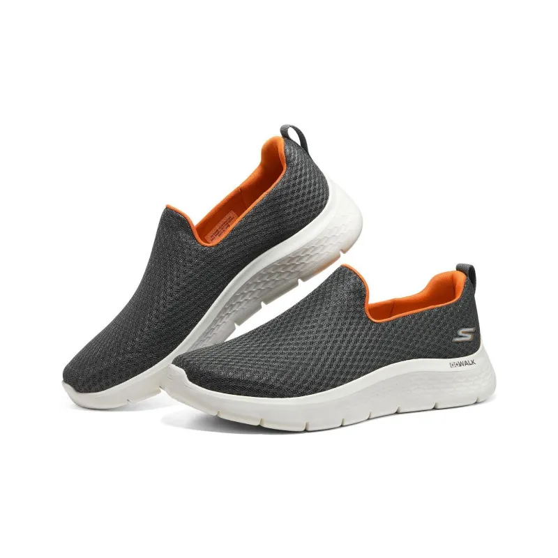 Skechers Go Walk Fle Slip Resistant Low Top Casual Shoes Men's Gray Orange-3