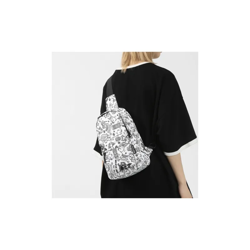 GKY Nylon Sling Bag Regular Unisex White & Black-2