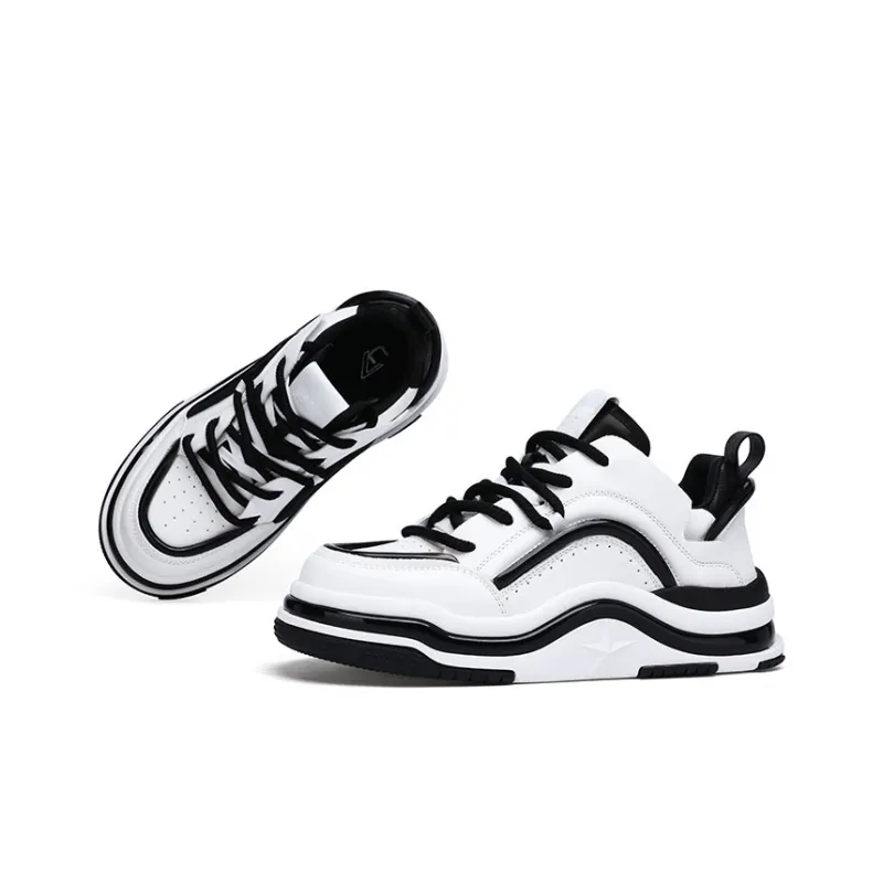 U7 Slip Resistant Cushioning Breathable Height Increasing Mid Top Skateboard Shoes Men's White-1
