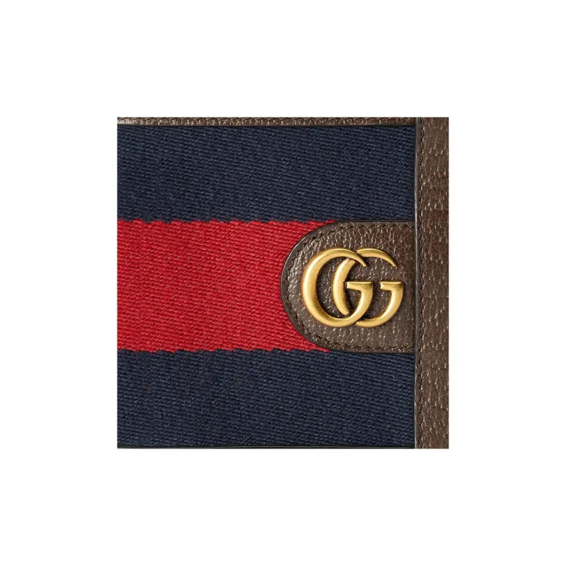 GUCCI Canvas With Leather Wallet Men's Brown/Blue/Red-5