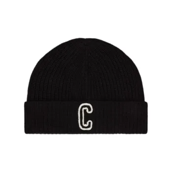 CELINE Initial Beanie In Ribbed Wool