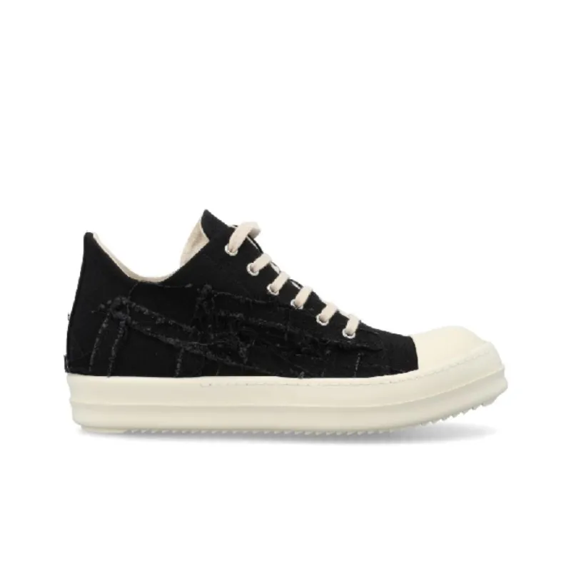 Rick Owens DRKSHDW Slashed Low Sneaks Black Milk-1