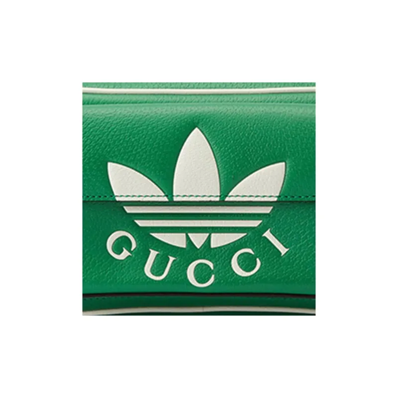 GUCCI Adidas Collaboration Leather Belt Bag, One Shoulder, Crossbody, Fanny Pack Men's Green/White-7