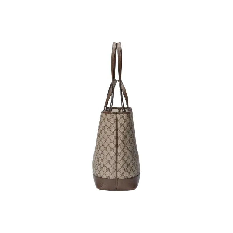 GUCCI Ophidia Canvas With Leather Tote Bag, Shopping Bag, Shoulder Bag, Handbag Medium Size Women's Beige & Ebony-3