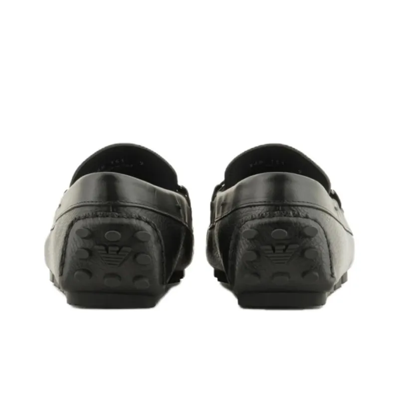 EMPORIO ARMANI Logo-plaque Leather Driving Shoes-3