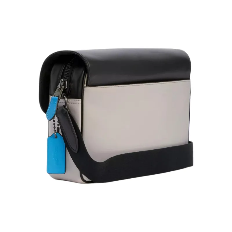 COACH Track Leather Briefcase Satchel Bag Shoulder Bag Crossbody Bag Small Size Men's White/Black/Blue-1