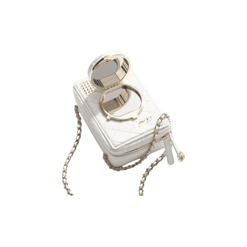 CHANEL Sheepskin Shoulder Bag, Crossbody Bag Women's White-2