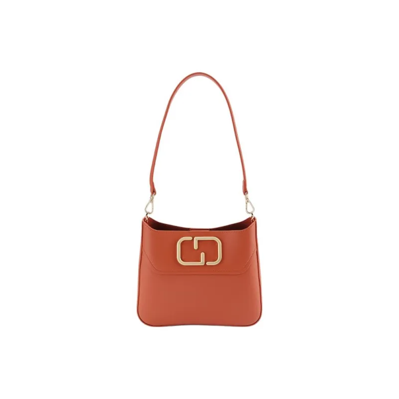 HONGU Cow Leather Bucket Bag, Shoulder Bag, Crossbody Bag Women's Peach Brown/Ecru-3