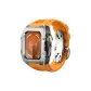 Silver Bezel Black Case, Orange Strap