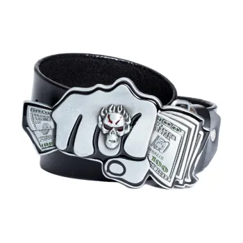 FUO Exaggerated Western Niche Individual Cartoon Skeleton Cow Leather Leather Belts Unisex Width: 3.8CM