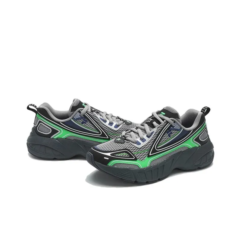 FILA FUSION CRED Leader Durable Breathable Low Top Casual Running Shoes Men's Black Green-3