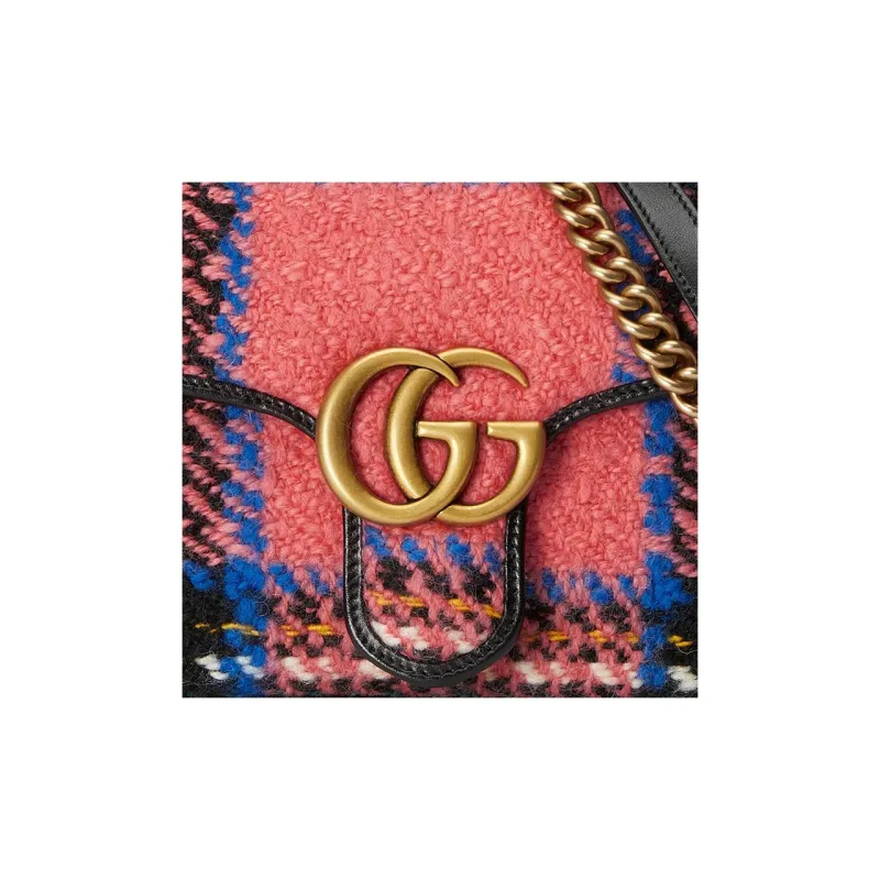 GUCCI GG Marmont Tweed With Leather Crossbody Bag Shoulder Bag Women's Light Pink-7