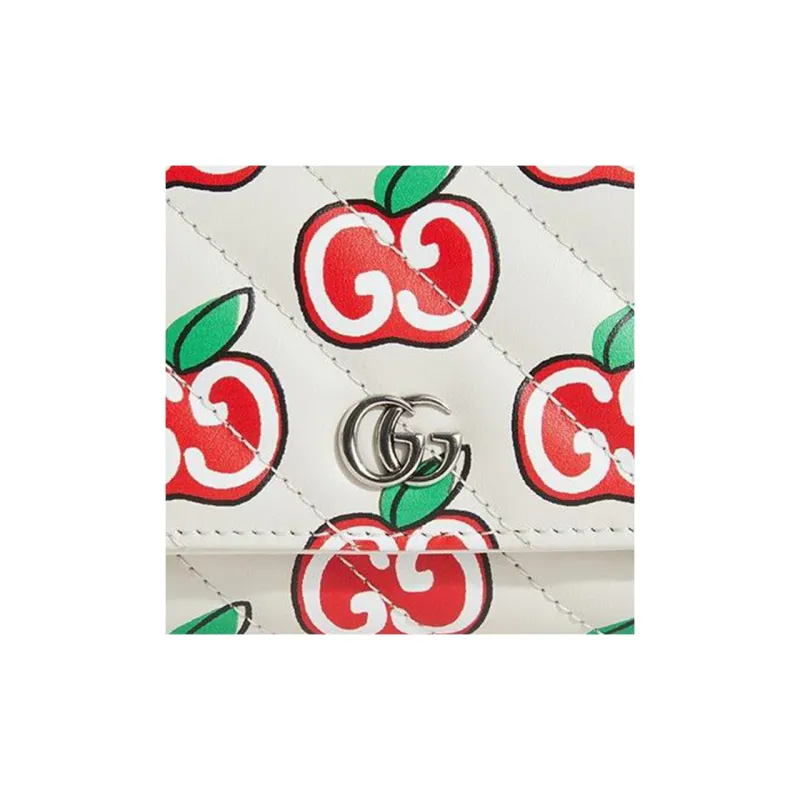 GUCCI GG Marmont Leather Card Holder Wallet Women's White-7