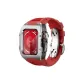 Silver Bezel Black Case, Red Strap