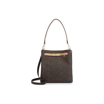 FION Artificial Leather Tote Bag Shopping Bag Shoulder Bag Crossbody Bag Handbag Medium Size Women's Coffee & Camel