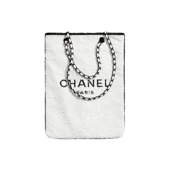 CHANEL Sequins Handbag, Shoulder Bag Women's White