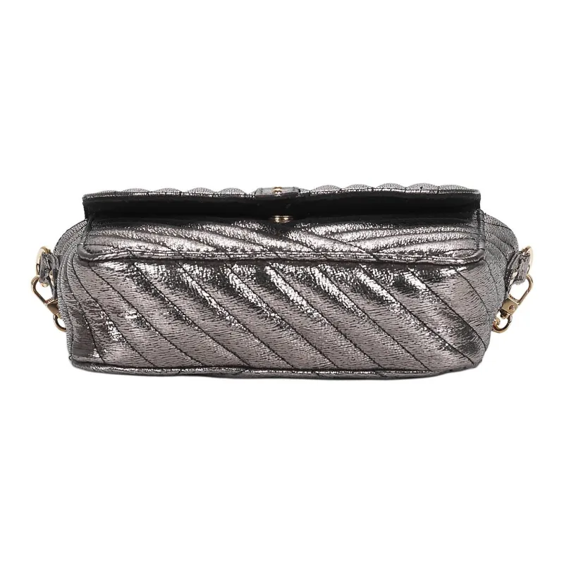 Petite Mendigote Cow Leather Crossbody Bag, Shoulder Bag Women's Gray-3