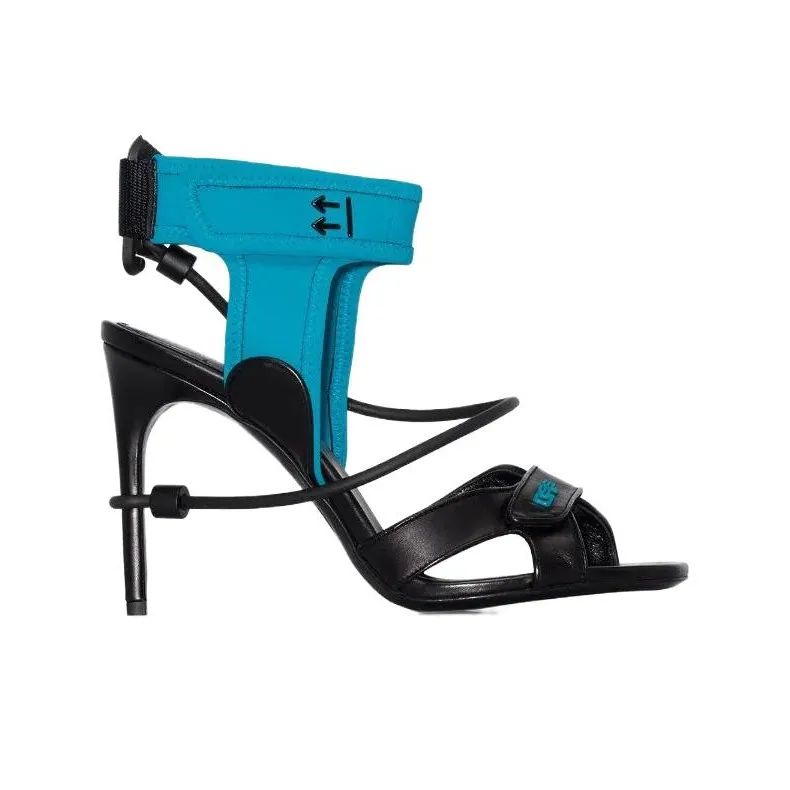 OFF-WHITE One-Strap Sandals 10cm Women's Blue Black-1