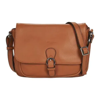 H HEXAGONA PARIS Cow Leather Shoulder Bag Women's Dark Brown