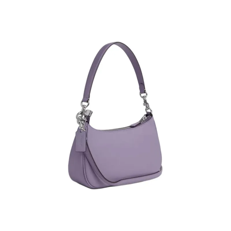 COACH Teri Smooth Leather Portable Crossbody Bag, Shoulder Bag Medium Size Women's Silver & Light Purple-1