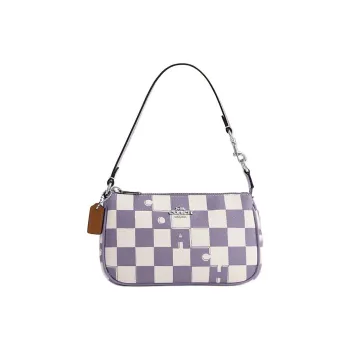 COACH Nolita Artificial Leather Shoulder Bag, Handbag Women's Light Violet & Chalk White