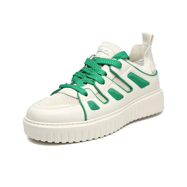 Satchi Lightweight Breathable Slip Resistant Low Top Skateboard Shoes Men's White 3CM-1