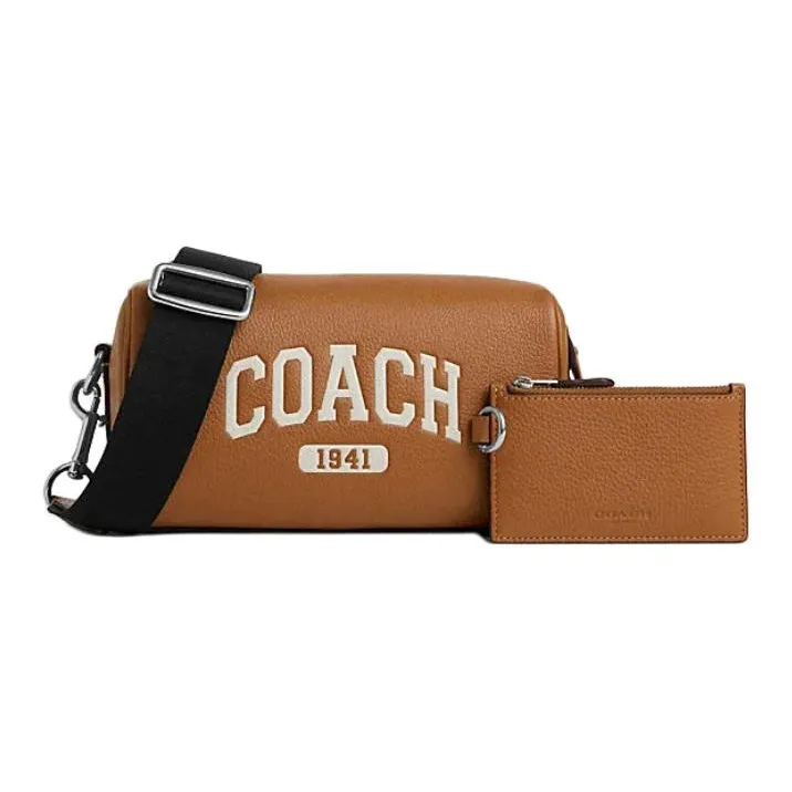 COACH Cow Leather Shoulder Bag Crossbody Bag Small Size Women's Light Brown-0