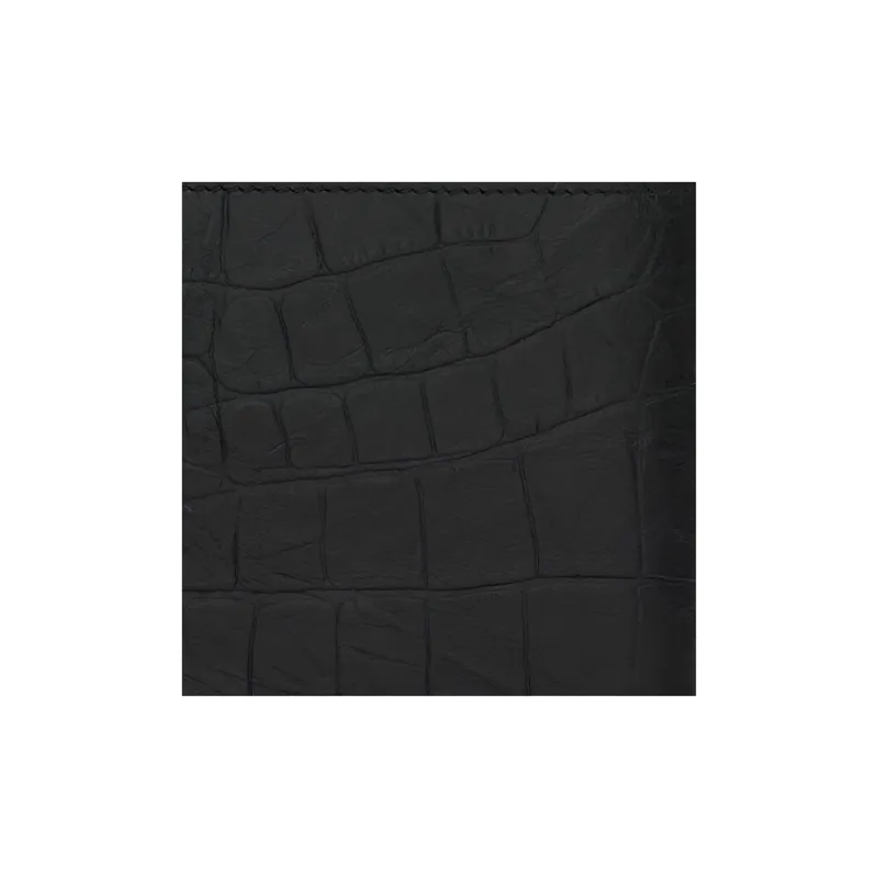 SAINT LAURENT CASSANDRE Crocodile Pattern Cow Leather 50% Off Wallet Unisex Black-6