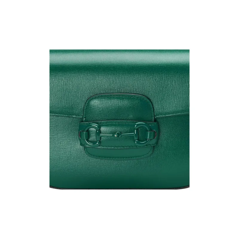 GUCCI Horsebit 1955 Leather Crossbody Bag Shoulder Bag Women's Green-8