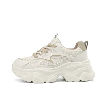 JOSINY Chunky Sneakers Women's Low Top Beige Apricot/Beige Pink