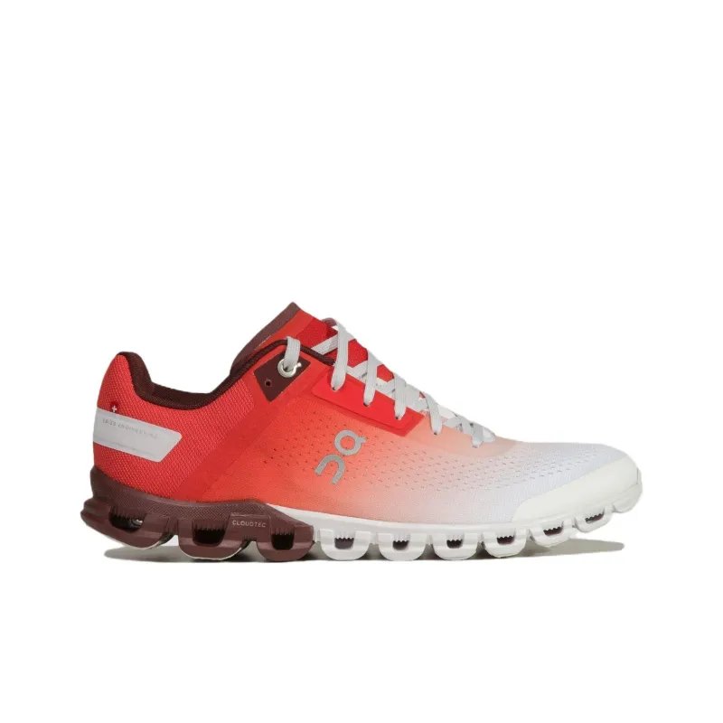 On Cloudflow Cushioning Wear Resistant Low Top Running Shoes Women's Red White-1