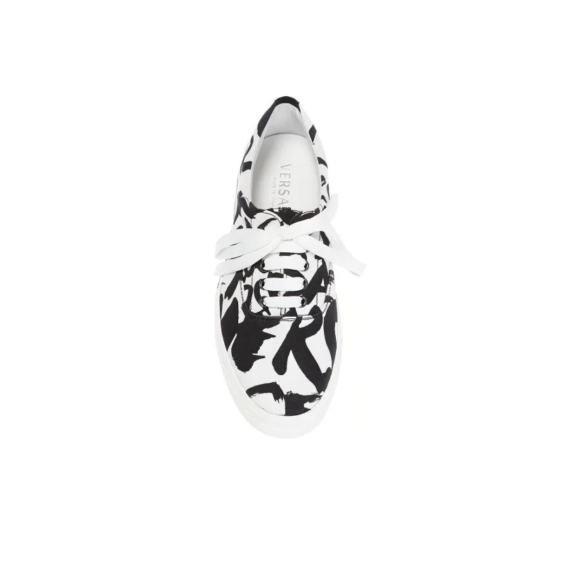 VERSACE Low Top Skateboard Shoes Men's White Black-3
