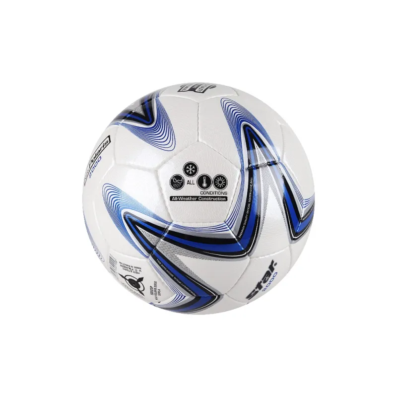 Star Size 5 Soccer PU Hand Stitched Soccer Ball Unisex White Blue-2