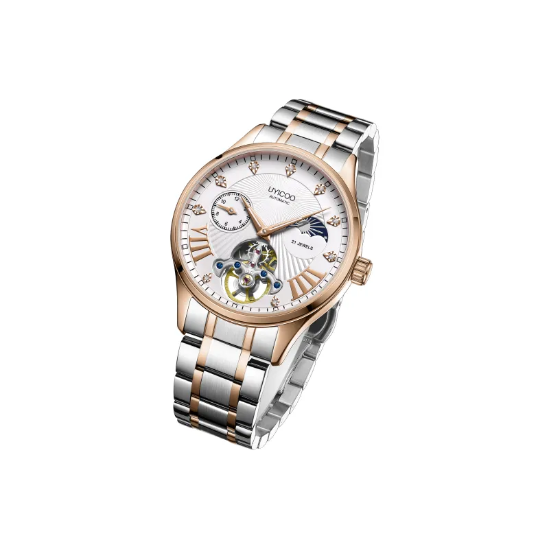 UYICOO Aspire Driver Wrist Watch Automatic Mechanical Movement Stainless Steel Watchband 42 White Dial Men's Watches-1