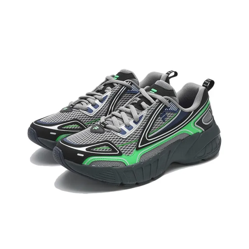FILA FUSION CRED Leader Durable Breathable Low Top Casual Running Shoes Men's Black Green-2