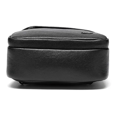 BISON DENIM Cow Leather Sling Bag, Shoulder Bag, Crossbody Bag Regular Men's Black-6