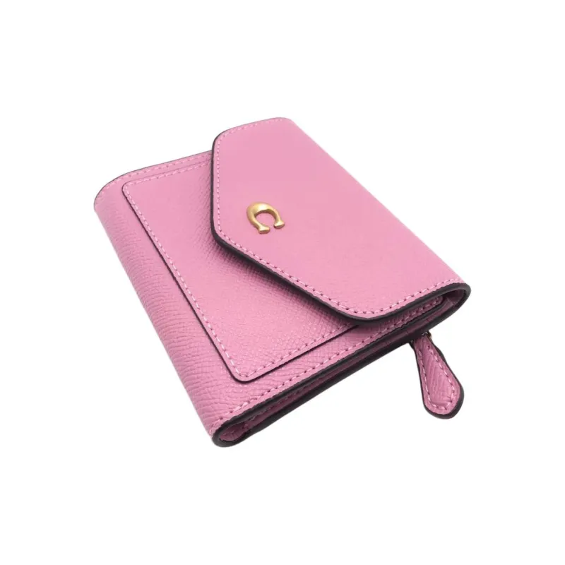 COACH Wyn Split Cow Leather Card Holder Document Wallet Wallet Small Size Women's Pink-4