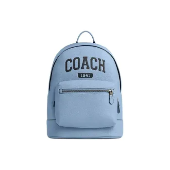 COACH West Cow Leather With Textile Backpack Large Size Men's Cornflower Color