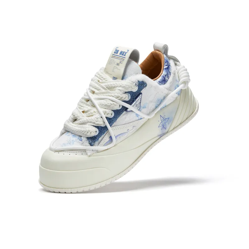 ON MAX Paper Airplane Series Abrasion Resistant Height Increasing Low Top Skateboard Shoes Unisex Blue White-3