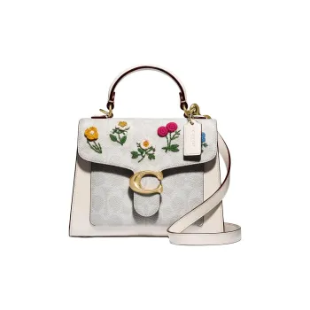 COACH Tabby Canvas With Leather Handbag, Shoulder Bag, Crossbody Bag Trumpets Women's White