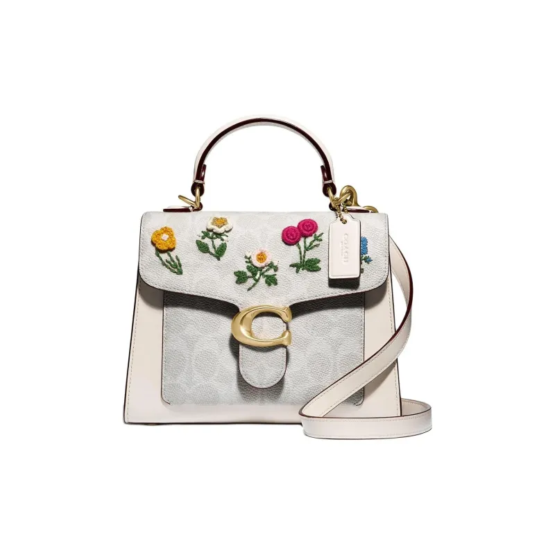 COACH Tabby Canvas With Leather Handbag, Shoulder Bag, Crossbody Bag Trumpets Women's White-0