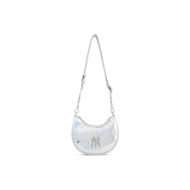 MLB New York Yankees Artificial Leather Shoulder Bag Handbag Shoulder Bag Student Backpack Women's Silver-0