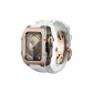 Rose Bezel Black Case, White Rubber Strap