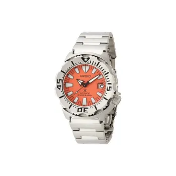 SEIKO Automatic Mechanical Movement Stainless Steel Strap Watch 47.5mm Unisex Orange Watch Dial