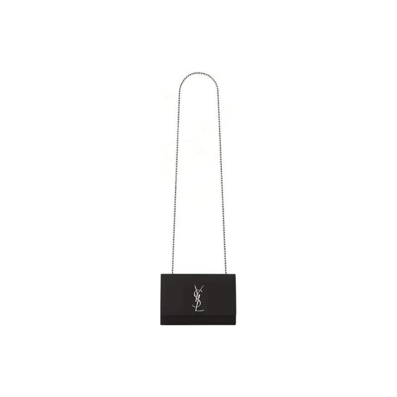 SAINT LAURENT KATE Grained Embossed Cow Leather Chain Bag Shoulder Bag Crossbody Bag Women's Black-0