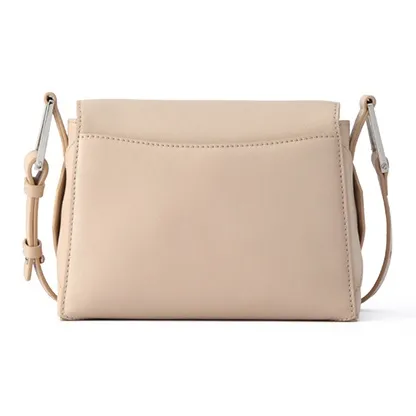 FION Cow Leather & Metal Stackable Small Square Bag, Crossbody Bag, Shoulder Bag Trumpets Women's Light Beige Camel-2